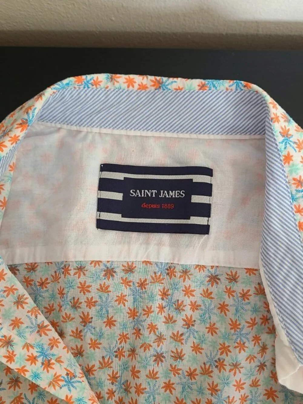 Saint James button-down Shirt White floral Women's size US 8 Cotton - Picture 7 of 10
